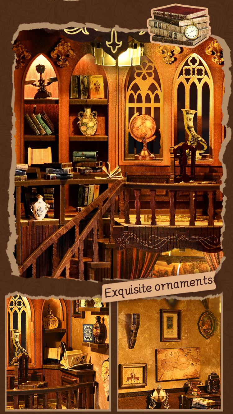 Ancient Library Booknook Kit - DIY 3D Wooden Puzzle for Bookshelf Decor DIY Craft Kits DIY Craft Tool - SummitGH