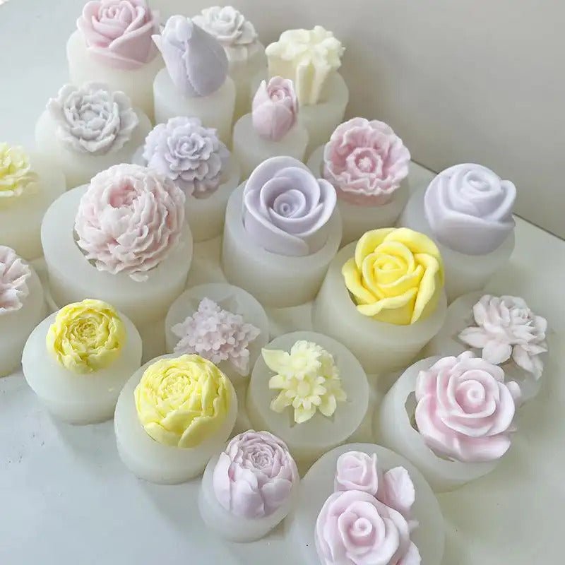 Floral 3D silicone mold for candle making, soap crafting and baking – flexible food-grade flower petal mold