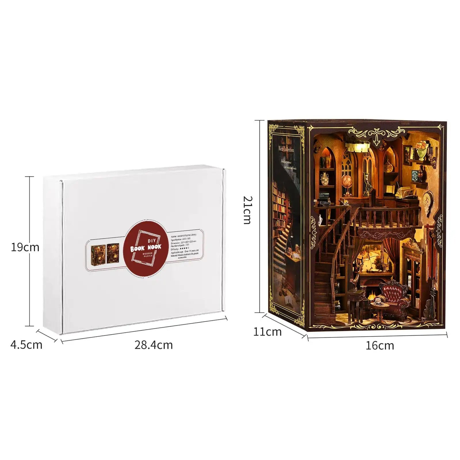 Ancient Library Booknook Kit - DIY 3D Wooden Puzzle for Bookshelf Decor DIY Craft Kits DIY Craft Tool - SummitGH