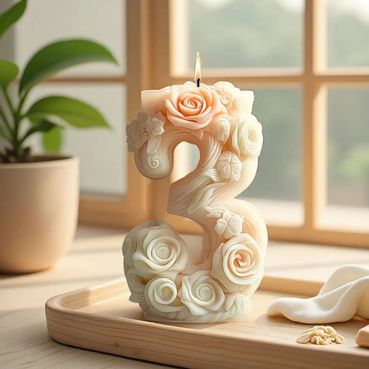 Flower Digital Silicone Mould 3D Silicone Mold for Scented Candles & Plaster Sculptures Candle Mold DIY Craft Tool - SummitGH