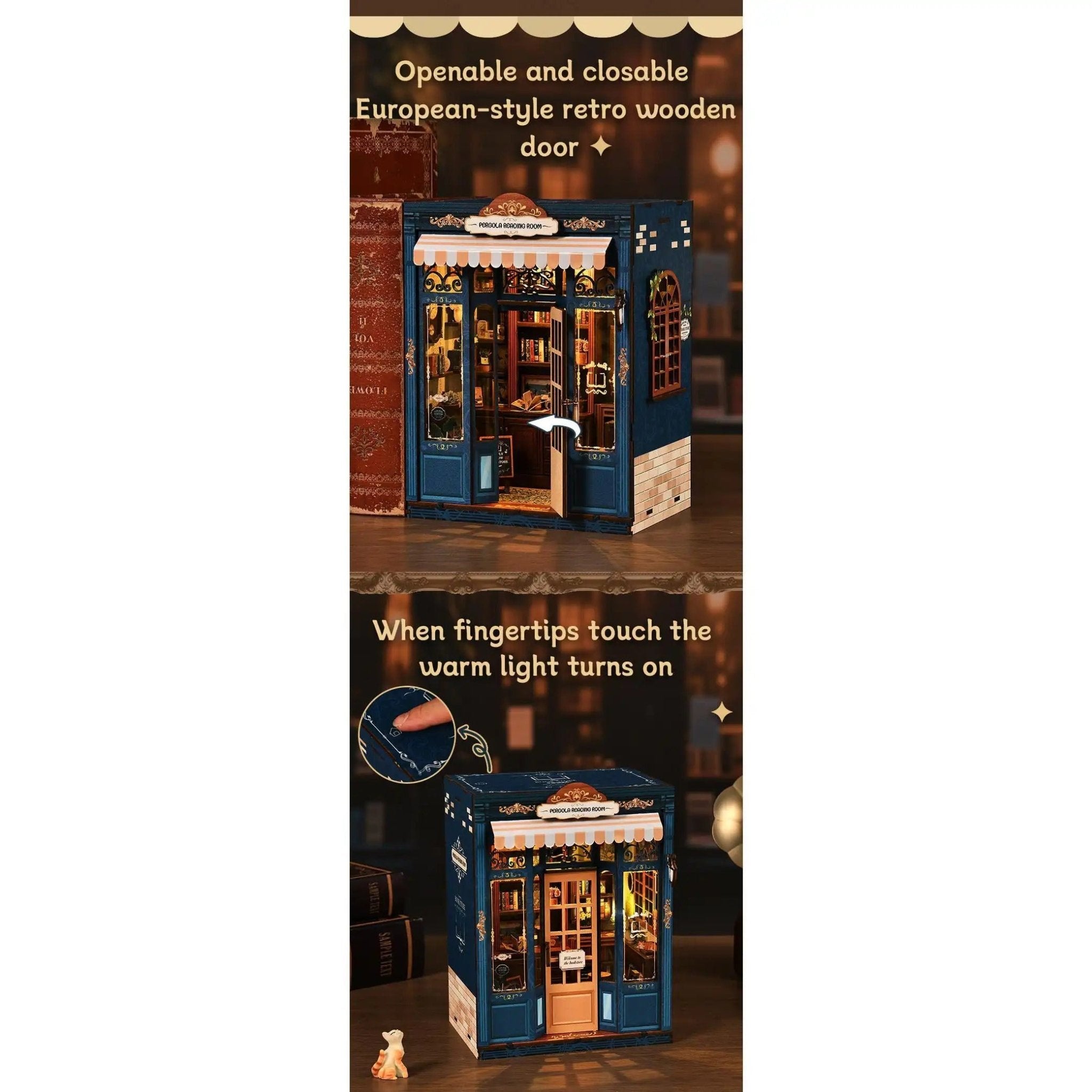 3D Book Nook Kit – DIY Dollhouse Bookshelf Insert, Cottage Reading Room Design