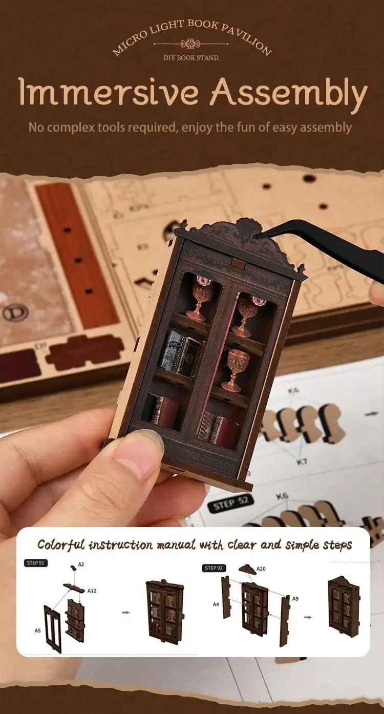 Ancient Library Booknook Kit - DIY 3D Wooden Puzzle for Bookshelf Decor DIY Craft Kits DIY Craft Tool - SummitGH