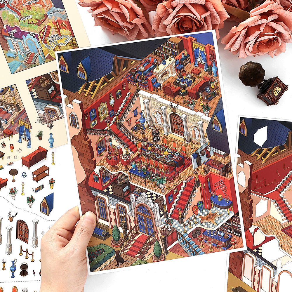 Vintage Room 2.5D Stickers for Scrapbooking & DIY Crafts - Mini Scene Diorama #product_typeSummitGH