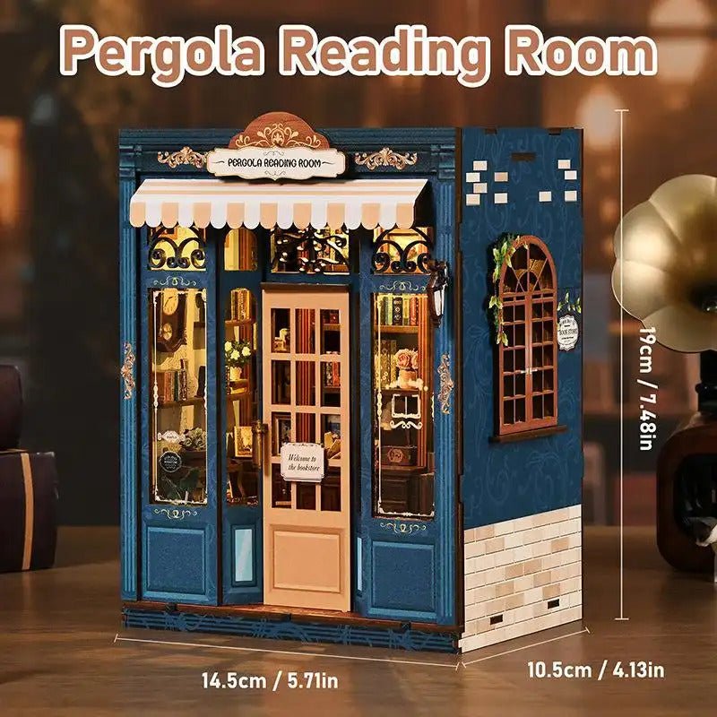 3D Book Nook Kit – DIY Dollhouse Bookshelf Insert, Cottage Reading Room Design
