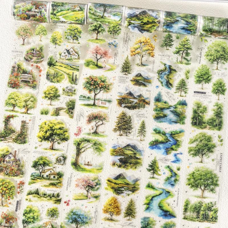 Botanical Cottagecore PET Sticker Roll | 6-Roll Aesthetic Set - SummitGH