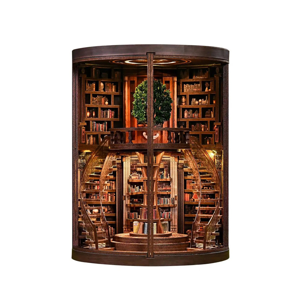 Wisdom Rings DIY Book Nook Kit – Wooden Miniature Bookshelf Model for Home Decor & Creative Crafting - SummitGH