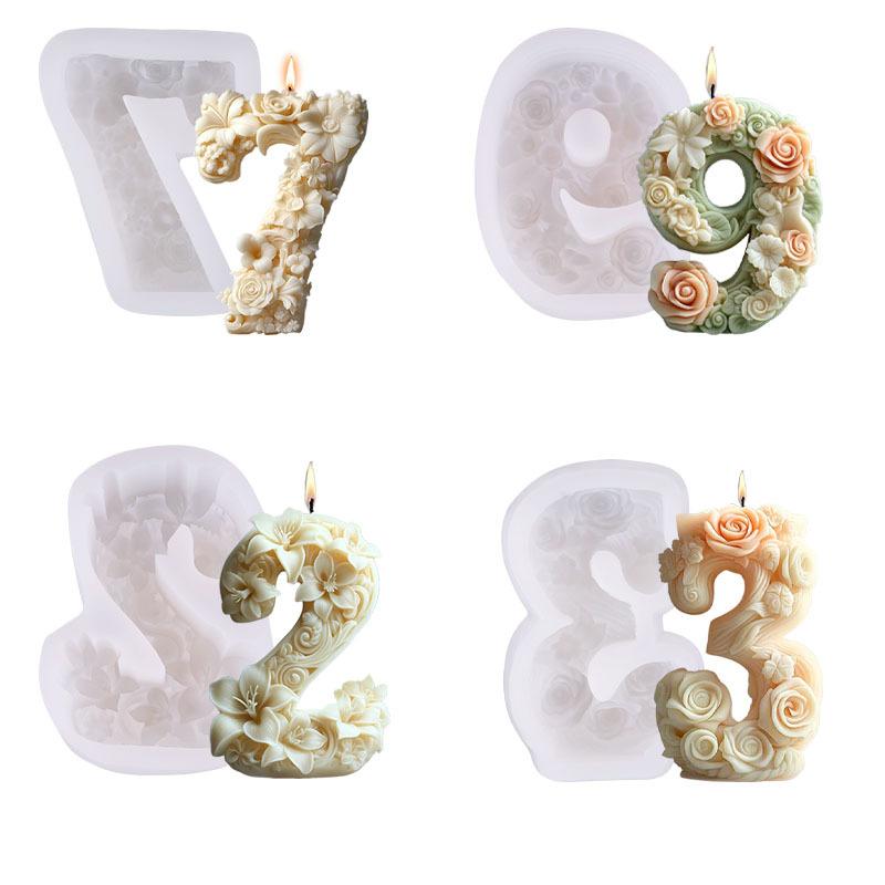 Flower Digital Silicone Mould 3D Silicone Mold for Scented Candles & Plaster Sculptures Candle Mold DIY Craft Tool - SummitGH