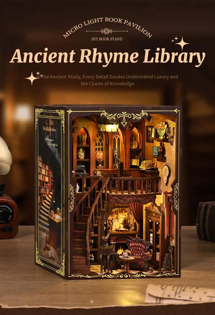 Ancient Library Booknook Kit - DIY 3D Wooden Puzzle for Bookshelf Decor DIY Craft Kits DIY Craft Tool - SummitGH